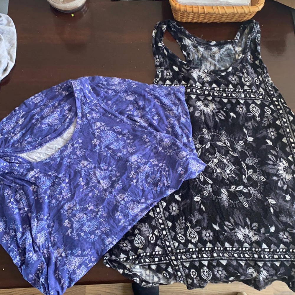 Two patterned tank tops